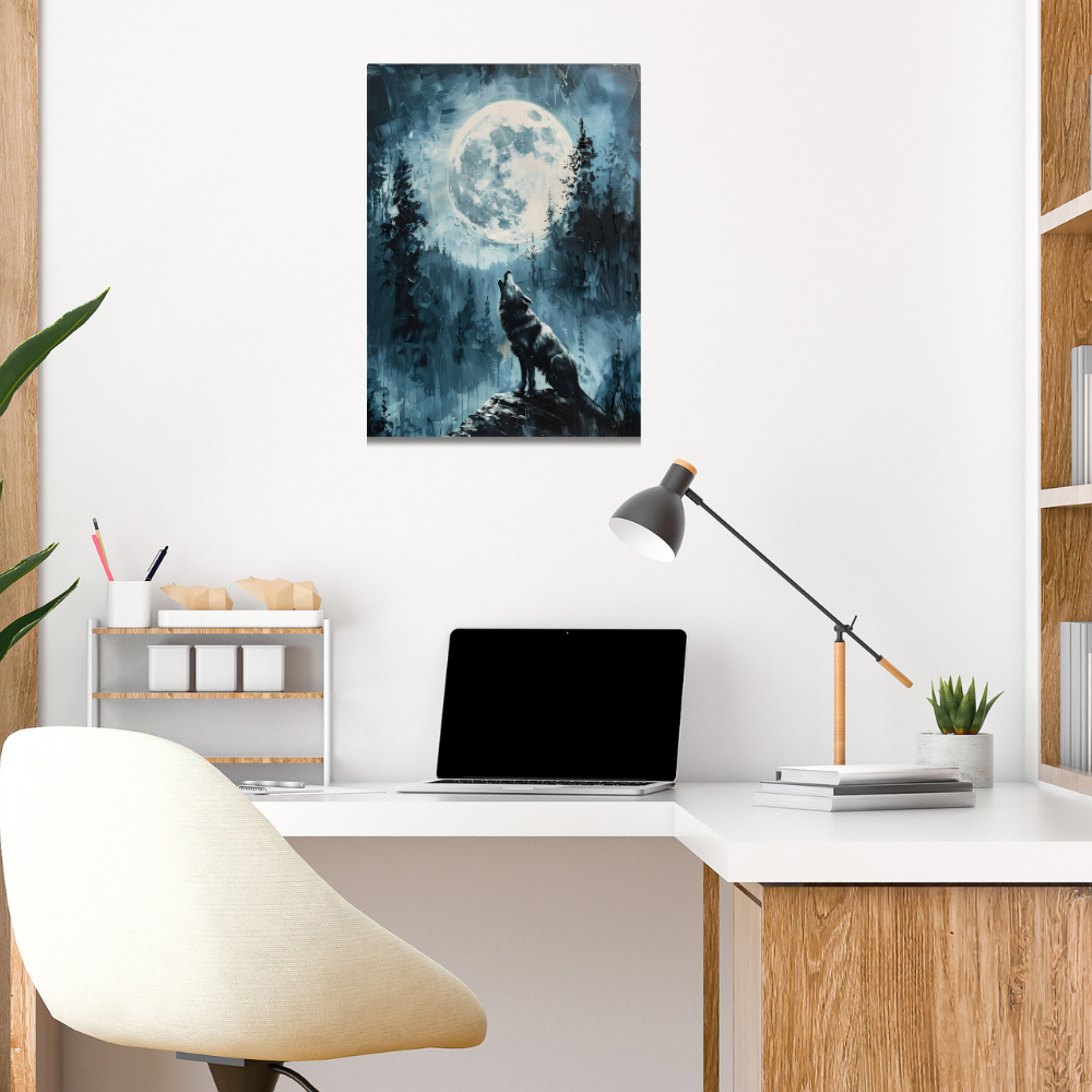 Metal Poster - Lonely Wolf at night
