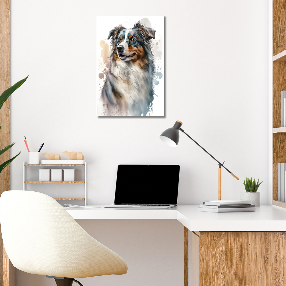 Metal Poster -Watercolor Australian Shepherd Dog