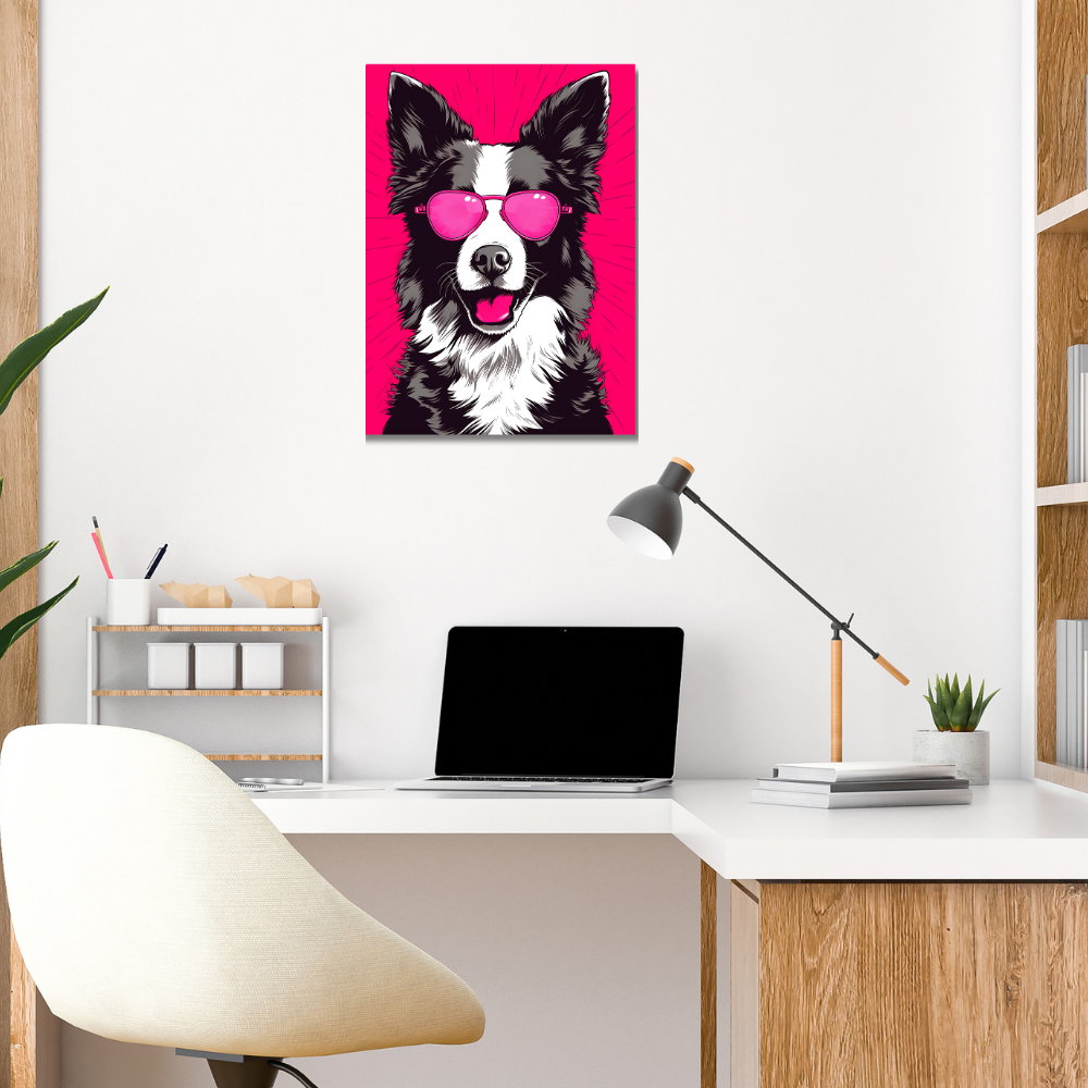 Metal Poster - Border Collies Dog with Pink Theme
