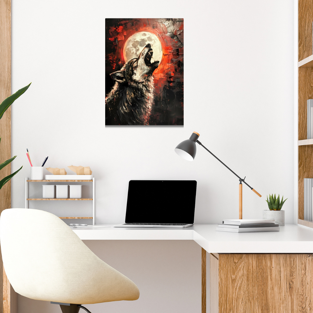 Metal Poster - Lonely Wolf at night