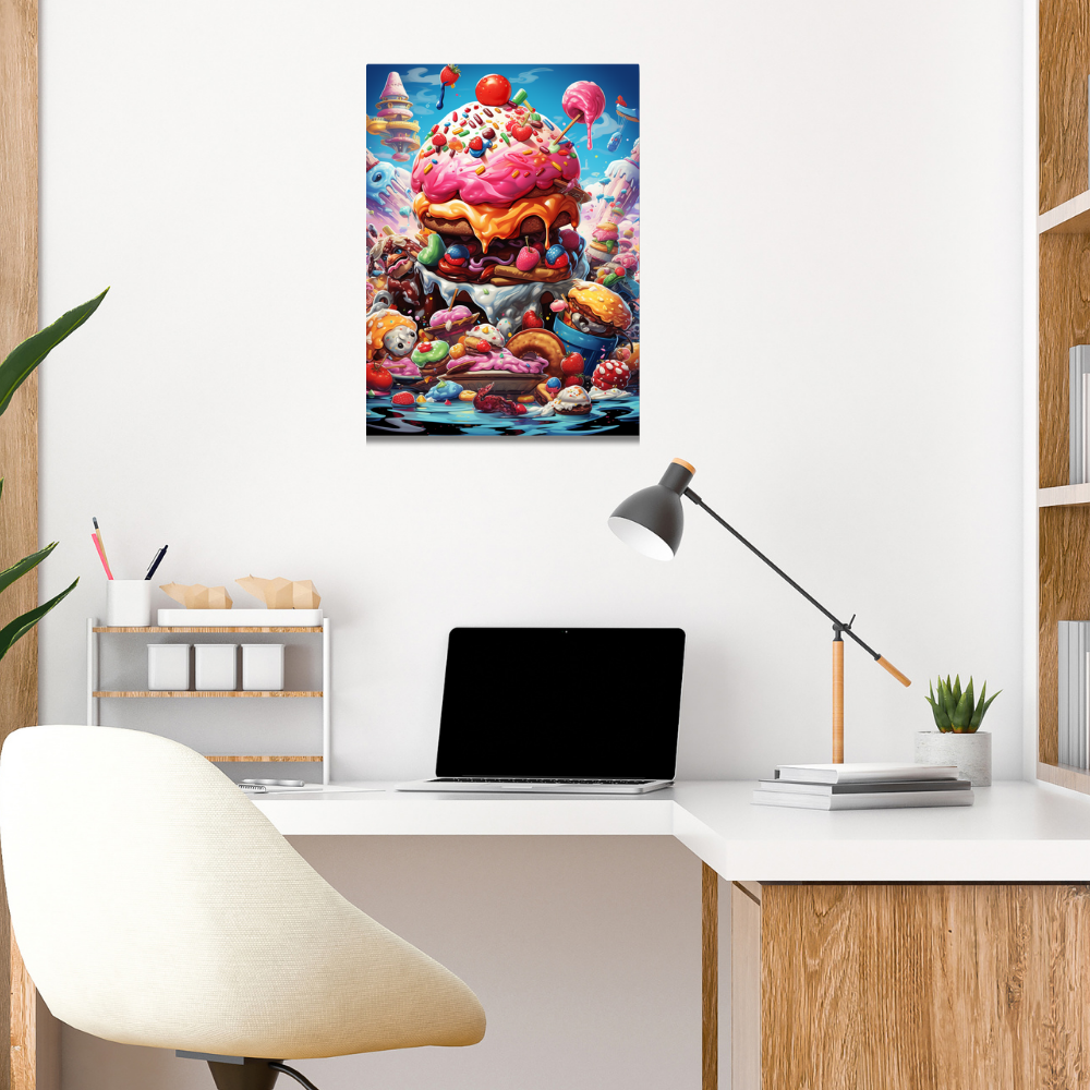 Metal Poster - Cartoon FastFood Meal with Burger