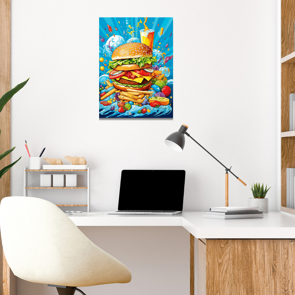 Metal Poster - Cartoon FastFood Meal with Burger