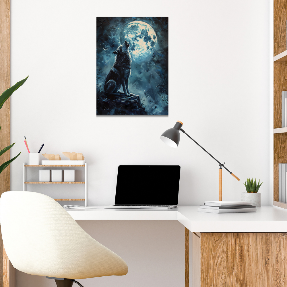 Metal Poster - Lonely Wolf at night