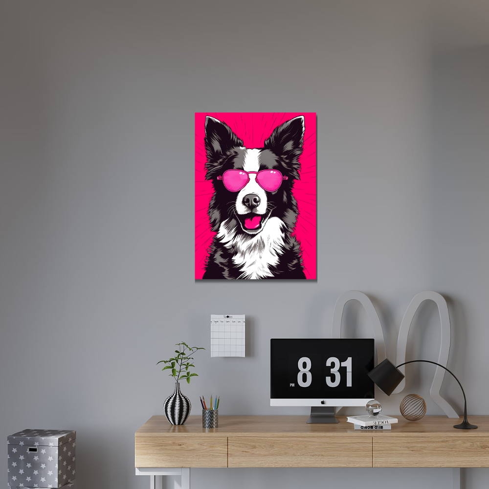 Metal Poster - Border Collies Dog with Pink Theme