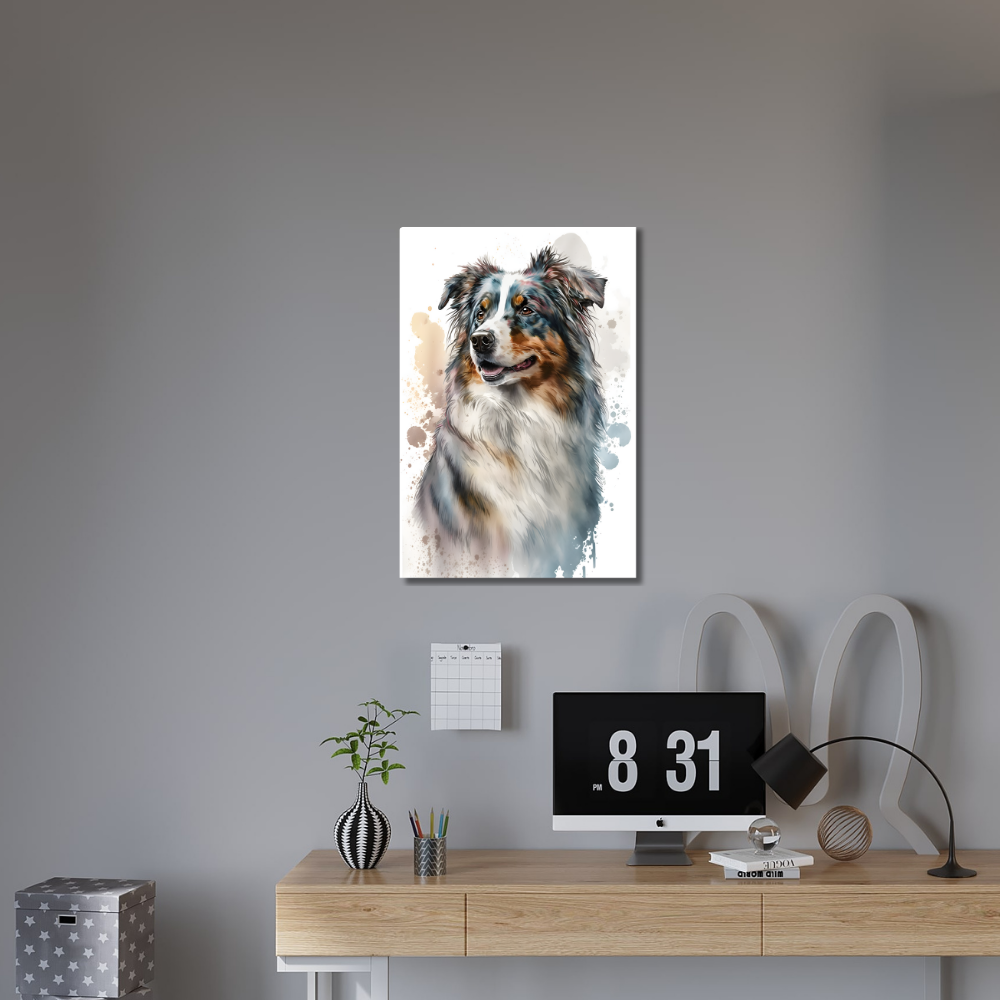 Metal Poster -Watercolor Australian Shepherd Dog