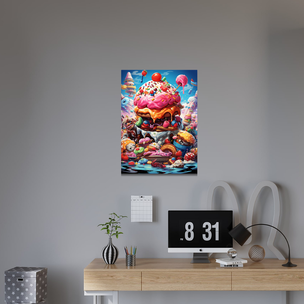 Metal Poster - Cartoon FastFood Meal with Burger