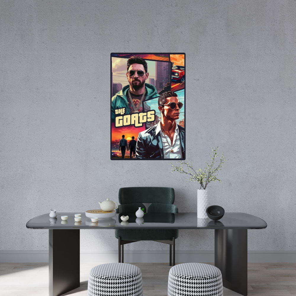 Metal Poster - Messi vs Ronaldo - The GOAT