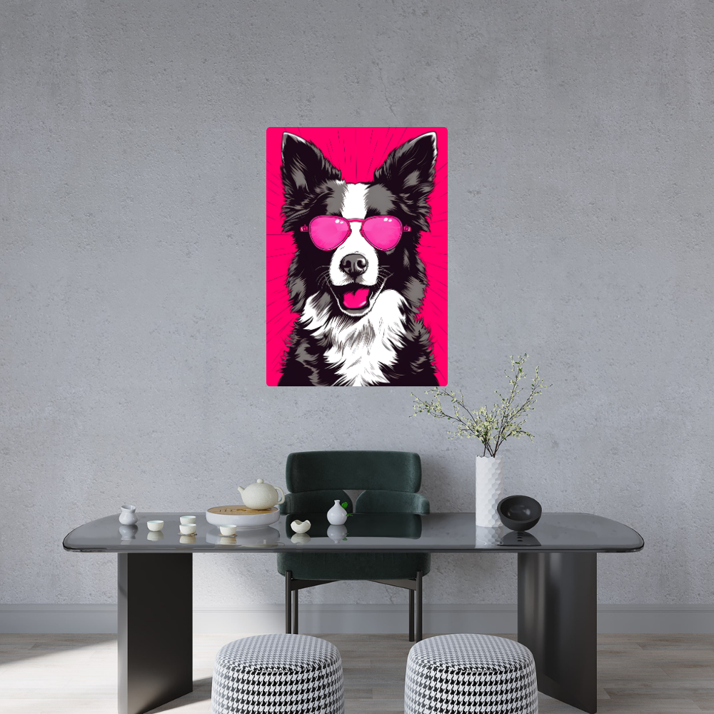 Metal Poster - Border Collies Dog with Pink Theme
