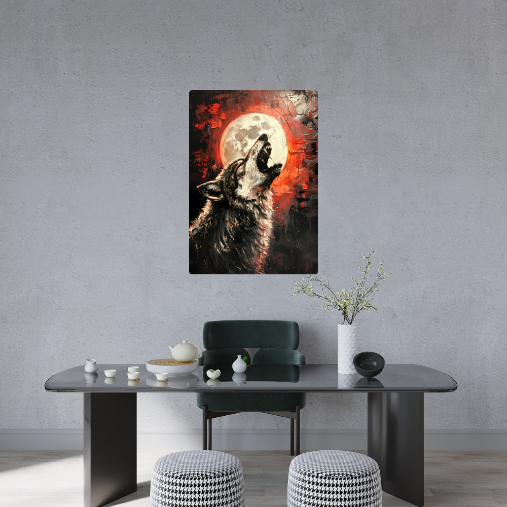 Metal Poster - Lonely Wolf at night