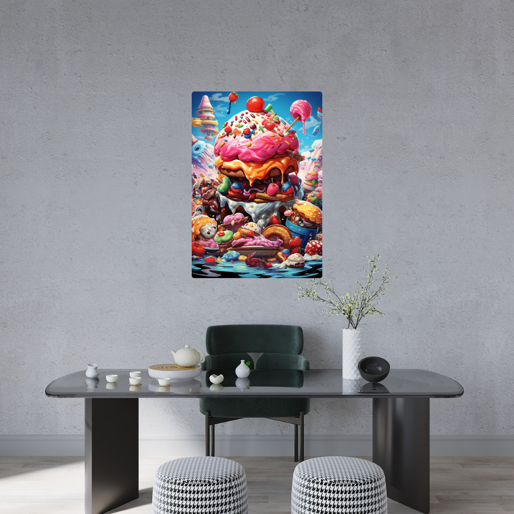 Metal Poster - Cartoon FastFood Meal with Burger