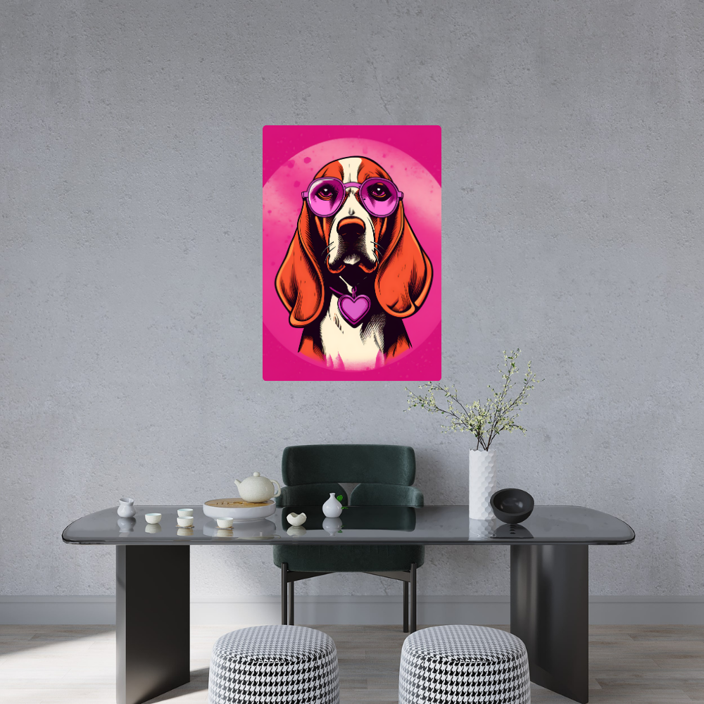 Metal Poster - Beagle Dog with Pink Theme
