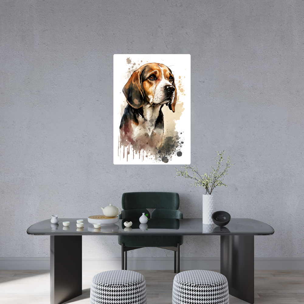 Metal Poster -Watercolor Beagle Dog