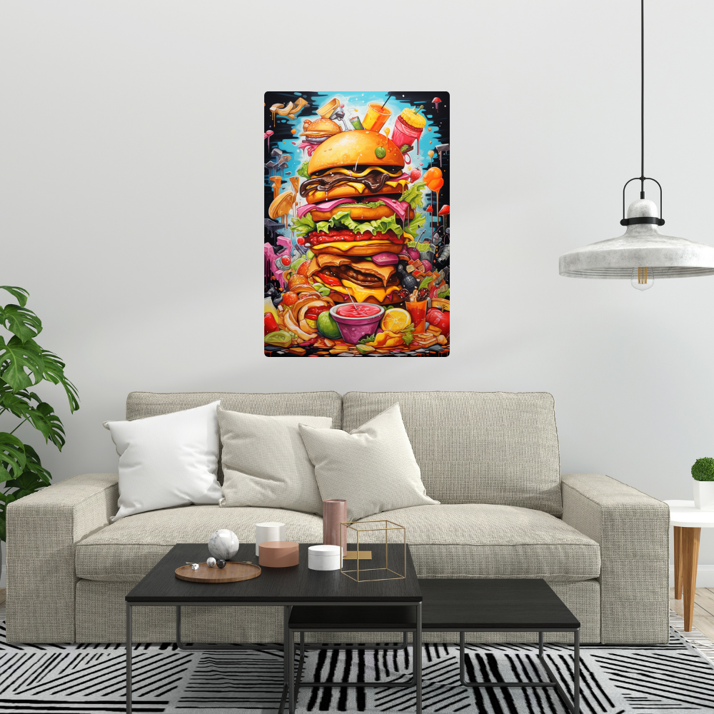 Metal Poster - Cartoon FastFood Meal with Burger
