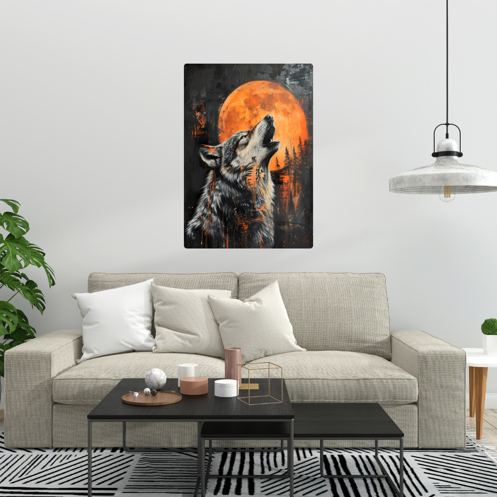 Metal Poster - Lonely Wolf at night