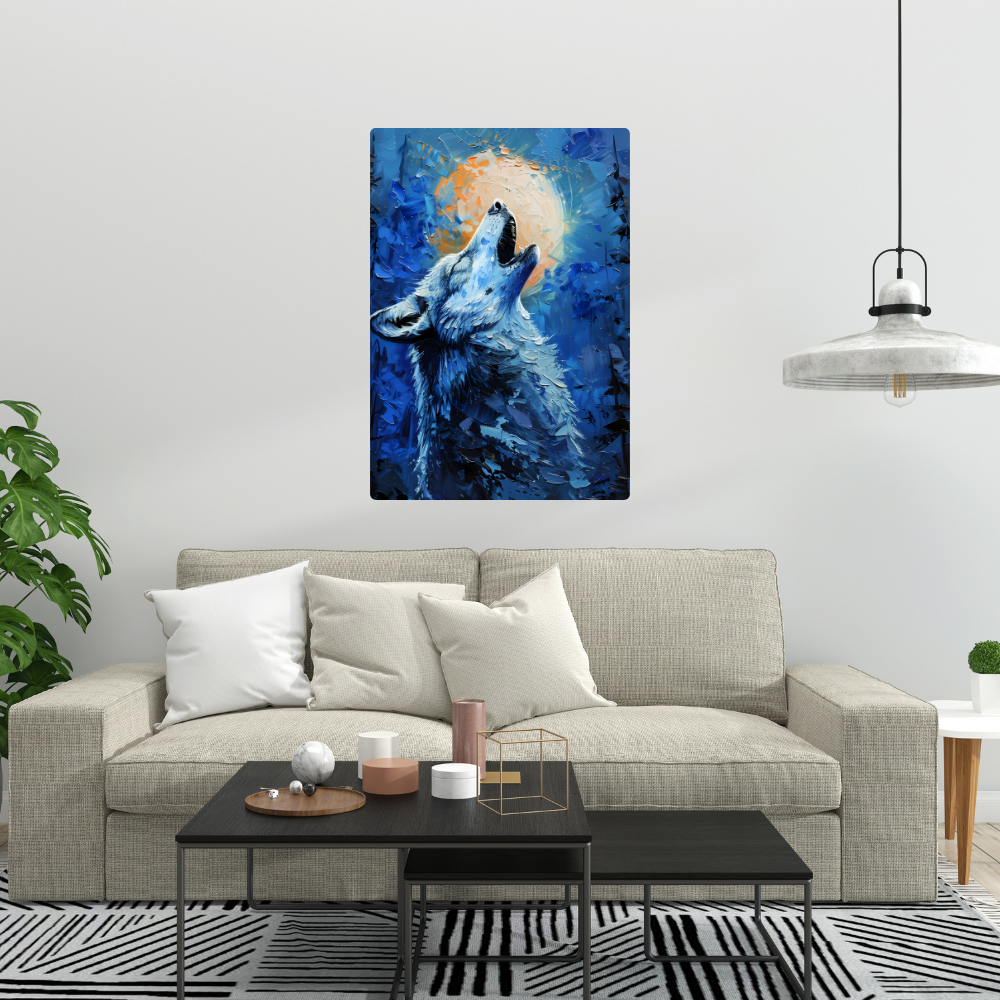 Metal Poster - Lonely Wolf at night