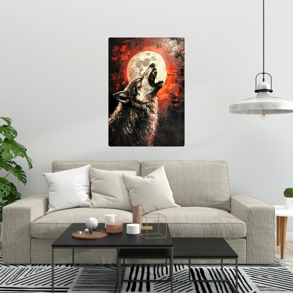 Metal Poster - Lonely Wolf at night