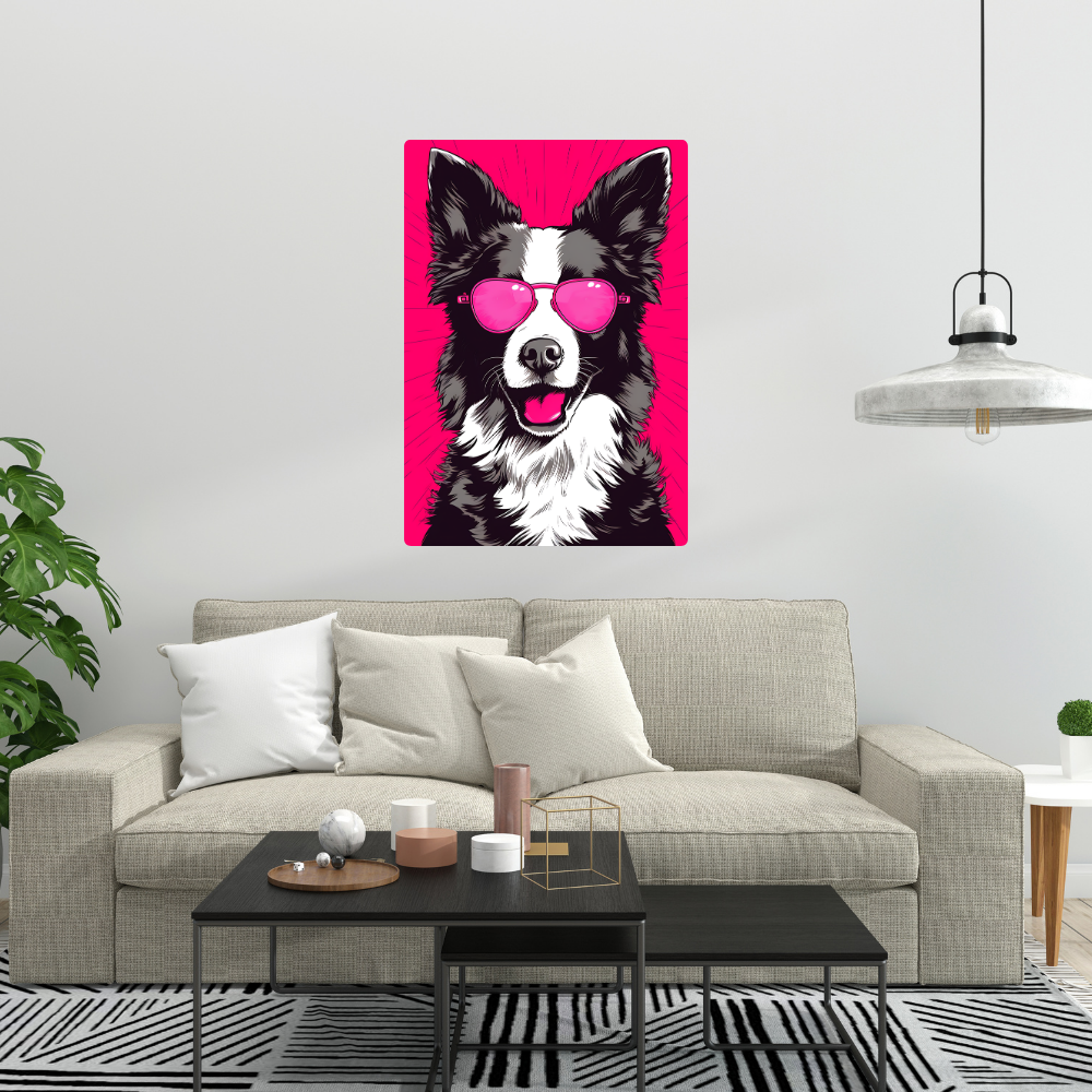 Metal Poster - Border Collies Dog with Pink Theme
