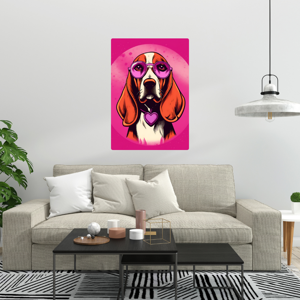 Metal Poster - Beagle Dog with Pink Theme