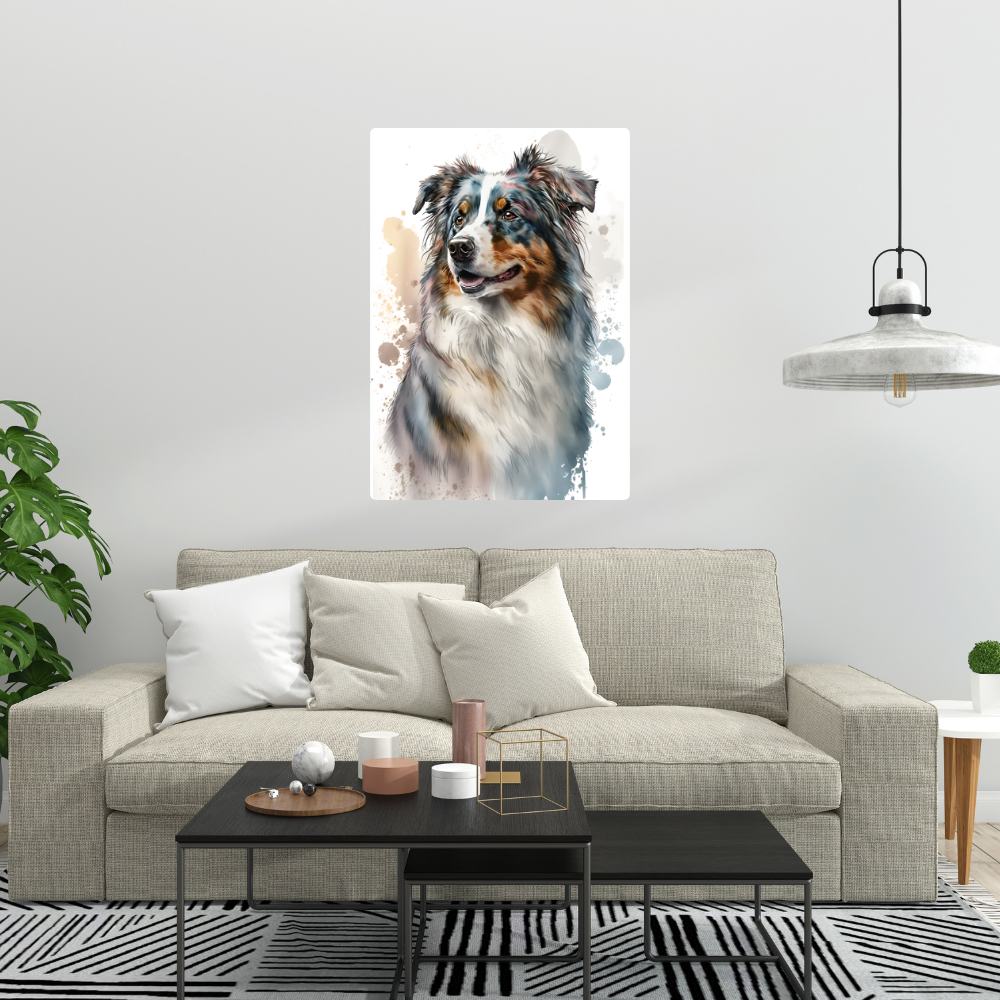 Metal Poster -Watercolor Australian Shepherd Dog