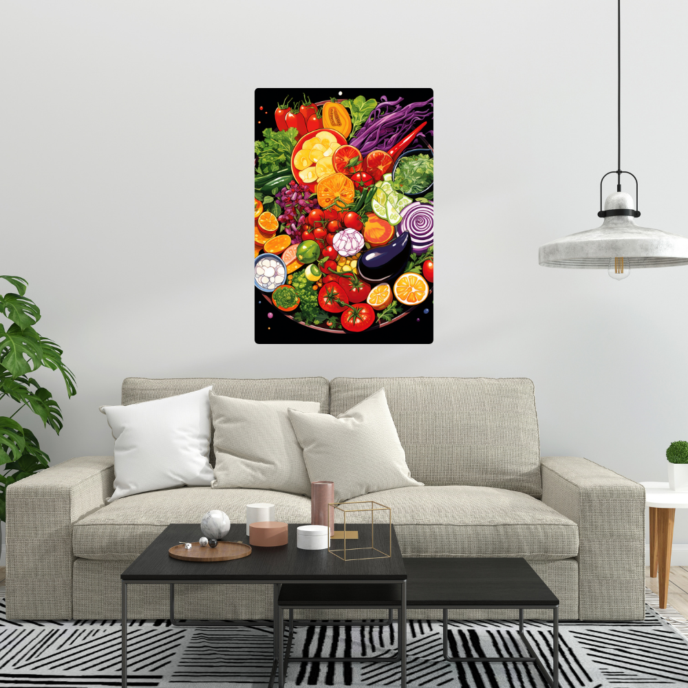 Metal Poster - Cartoon FastFood Meal with Burger