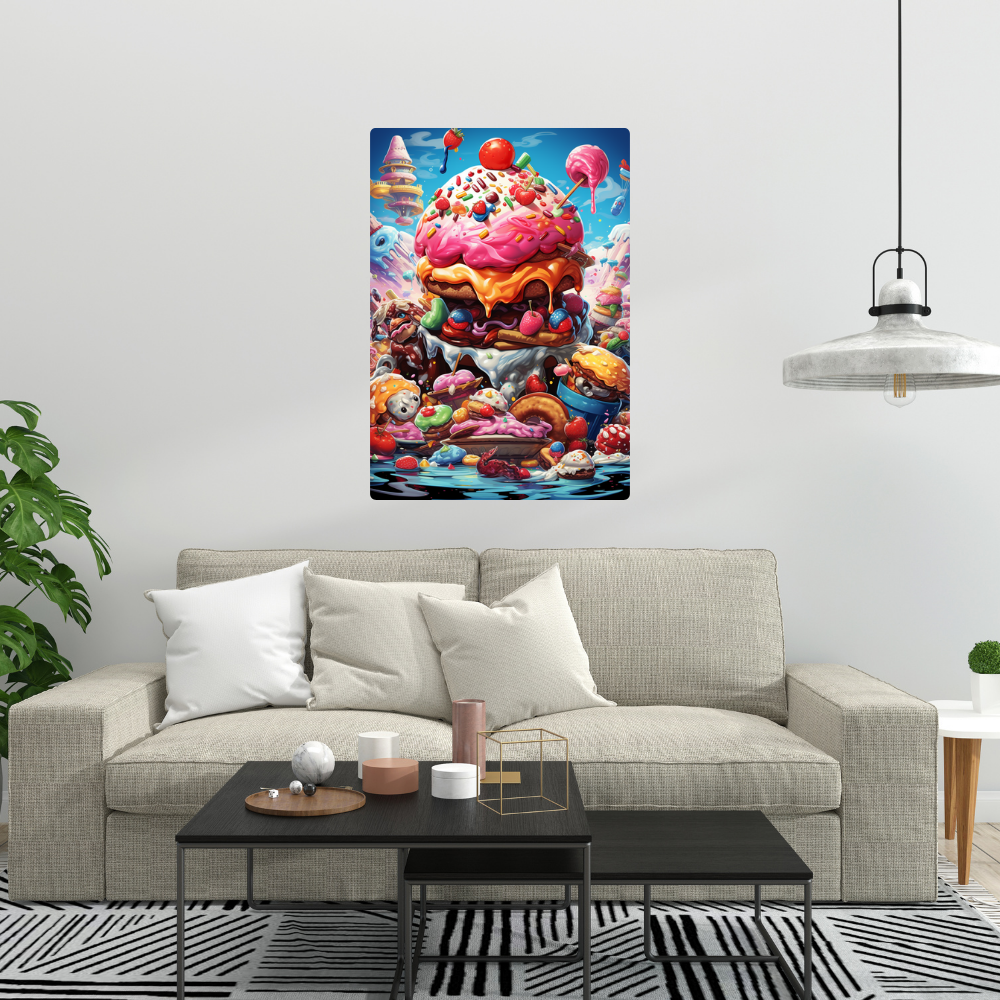 Metal Poster - Cartoon FastFood Meal with Burger