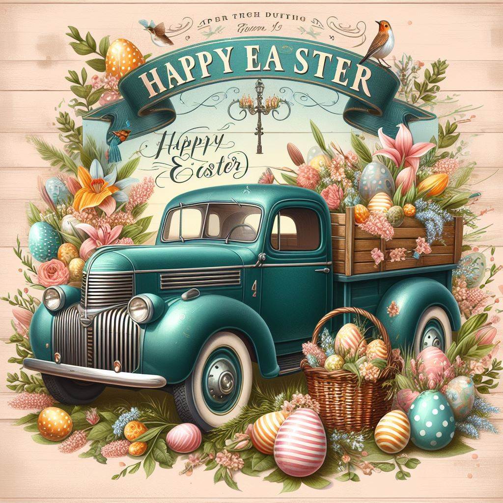 Vintage Truck Happy Easter Sipper Bottle