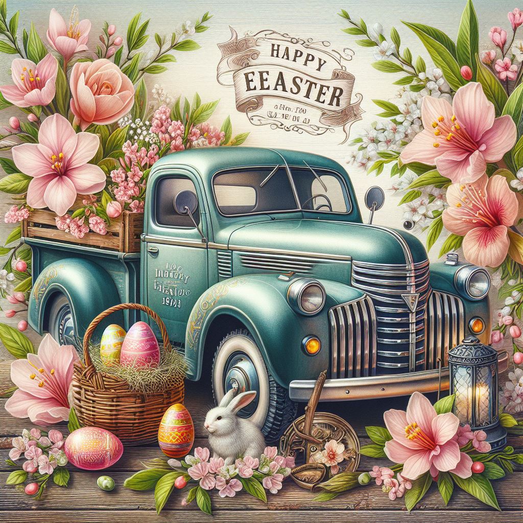 Vintage Truck Happy Easter Sipper Bottle