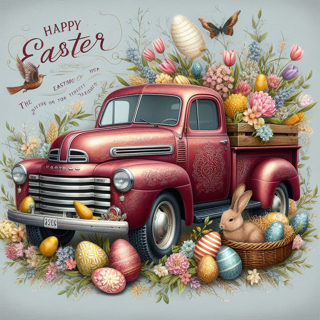 Vintage Truck Happy Easter Sipper Bottle