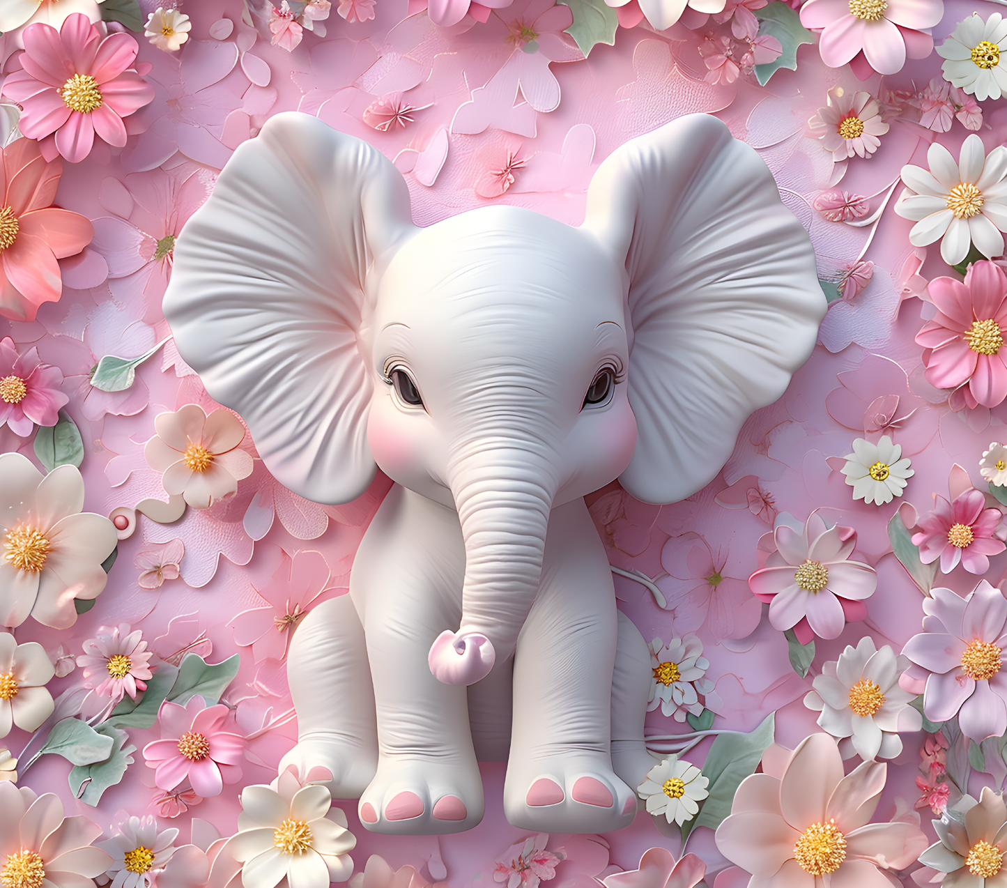3D Elephant floral Theme - Sipper Bottle