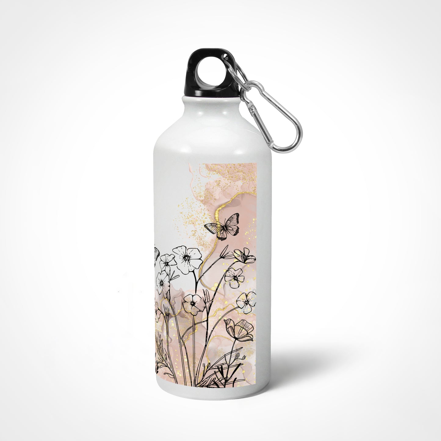 Boho Line Art Butterfly with Flower Sipper Bottle