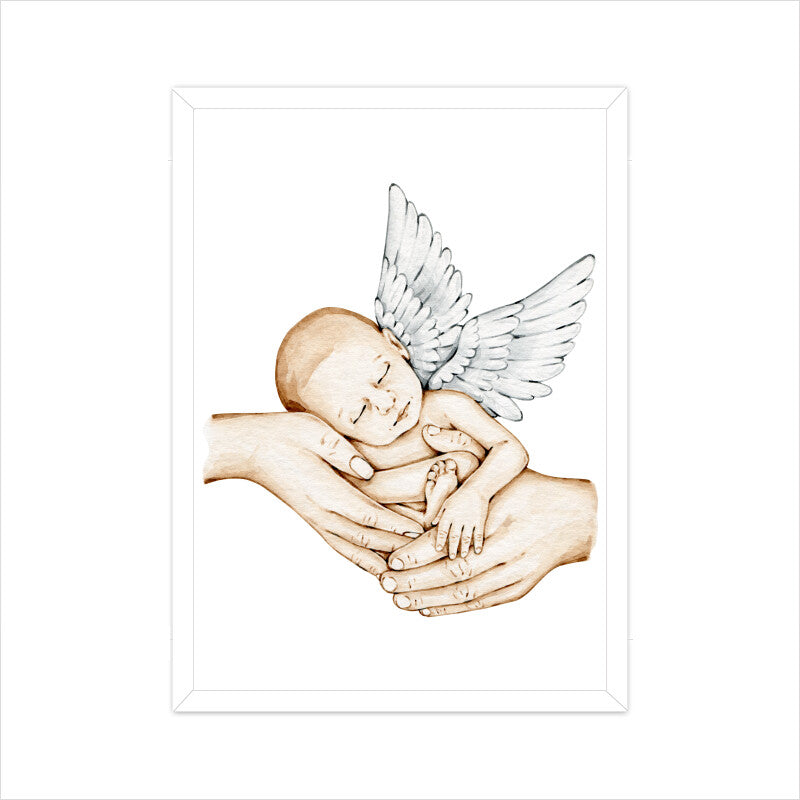 "Angel Newborn & Parents Hands" Wall Art