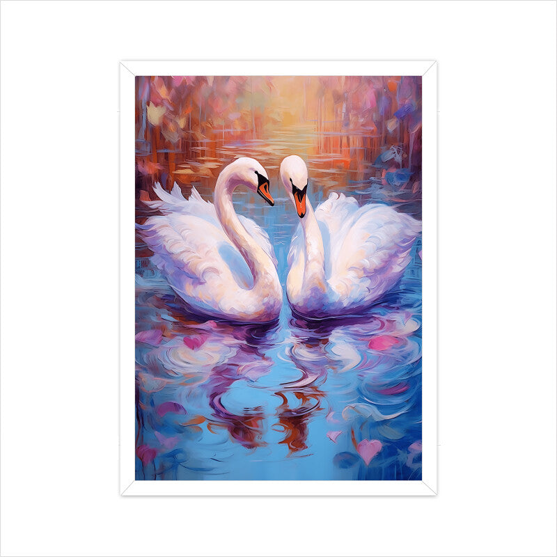 Oil Painting Swan in Love Wall Art