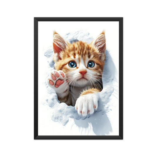 Cute Kitten Peeking from Snow Wall Art