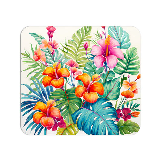 Tropical Flower Theme Mouse Pad