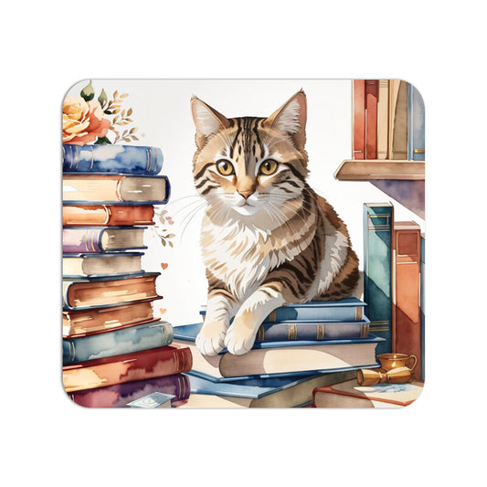 Cat with Book Theme Mousepad