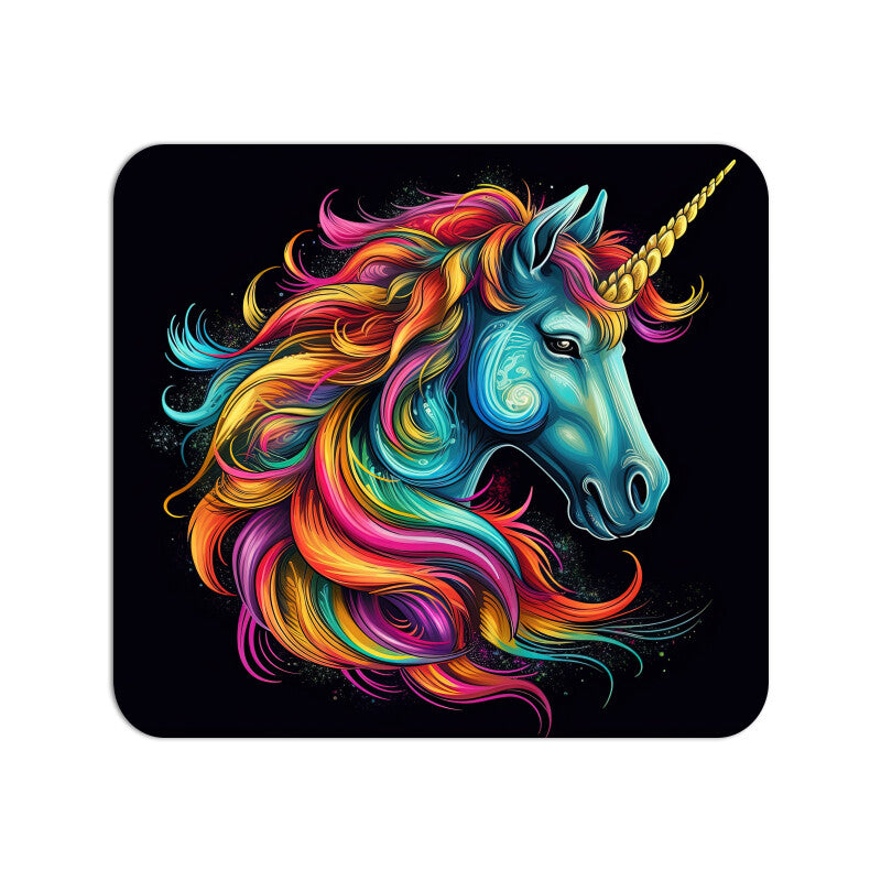 Rainbow Colored Unicorn Head Mouse Pad