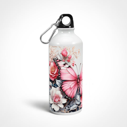 Pink Floral Butterfly - Sipper Bottle