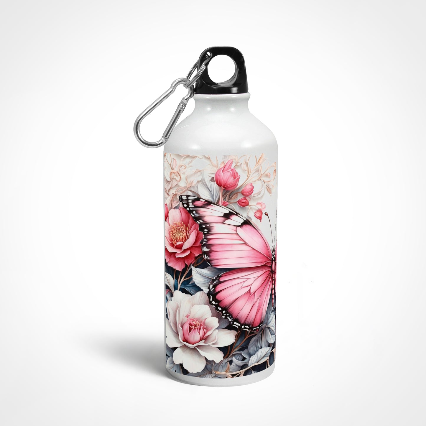 Pink Floral Butterfly - Sipper Bottle