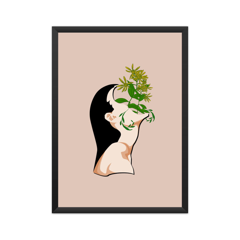 Women Face with Flower Wall Art