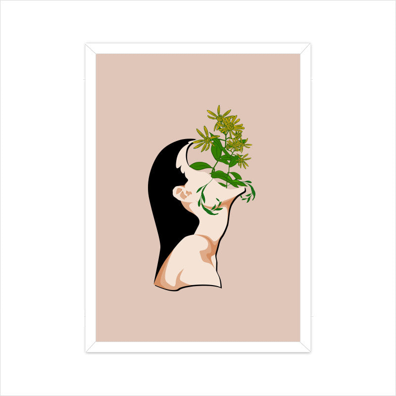 Women Face with Flower Wall Art