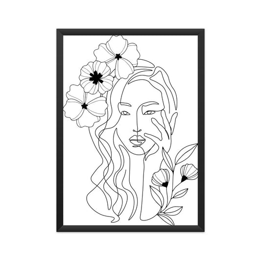 Flower Head Women One Line Art