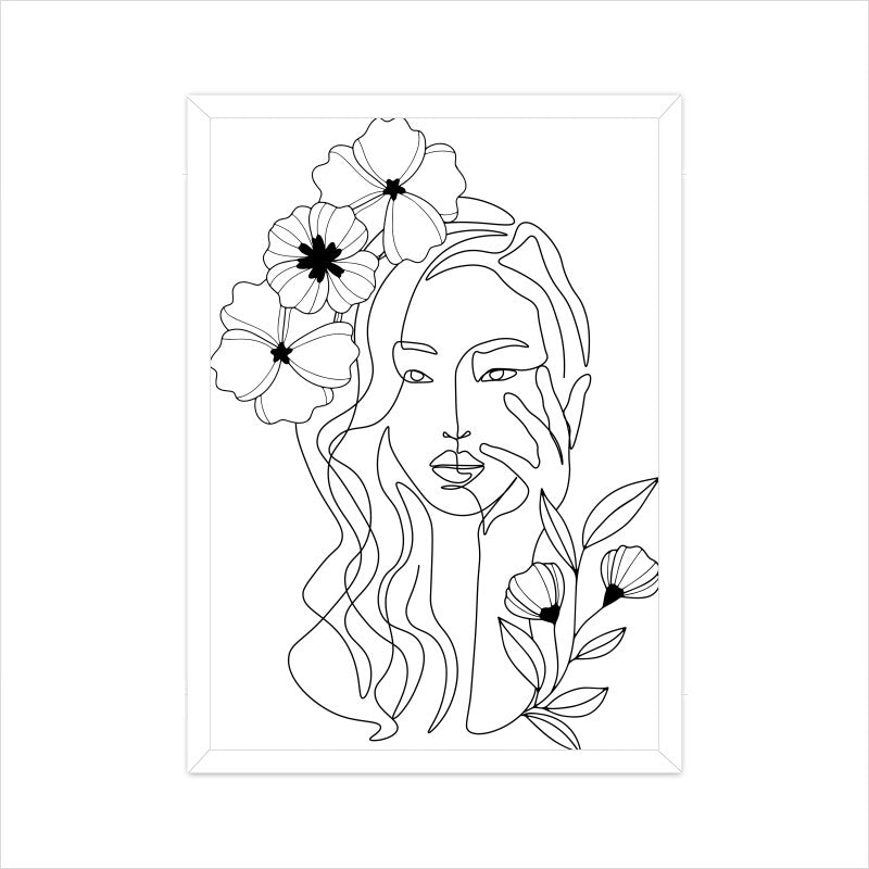 Flower Head Women One Line Art