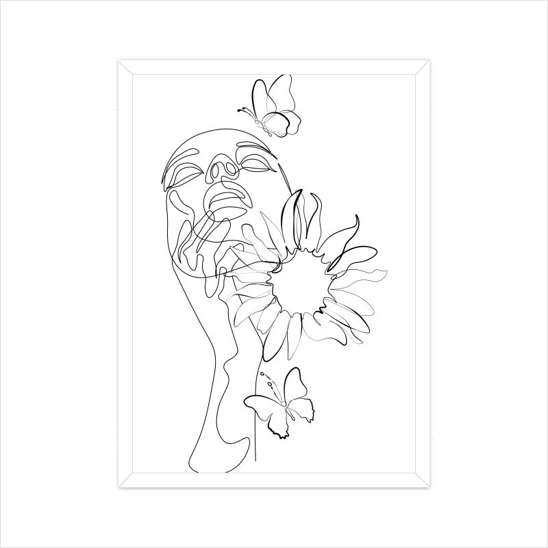 Flower Head Women One Line Art