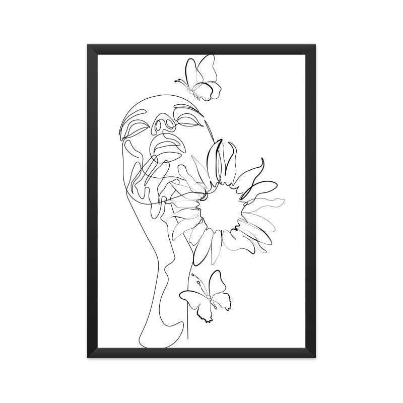 Flower Head Women One Line Art