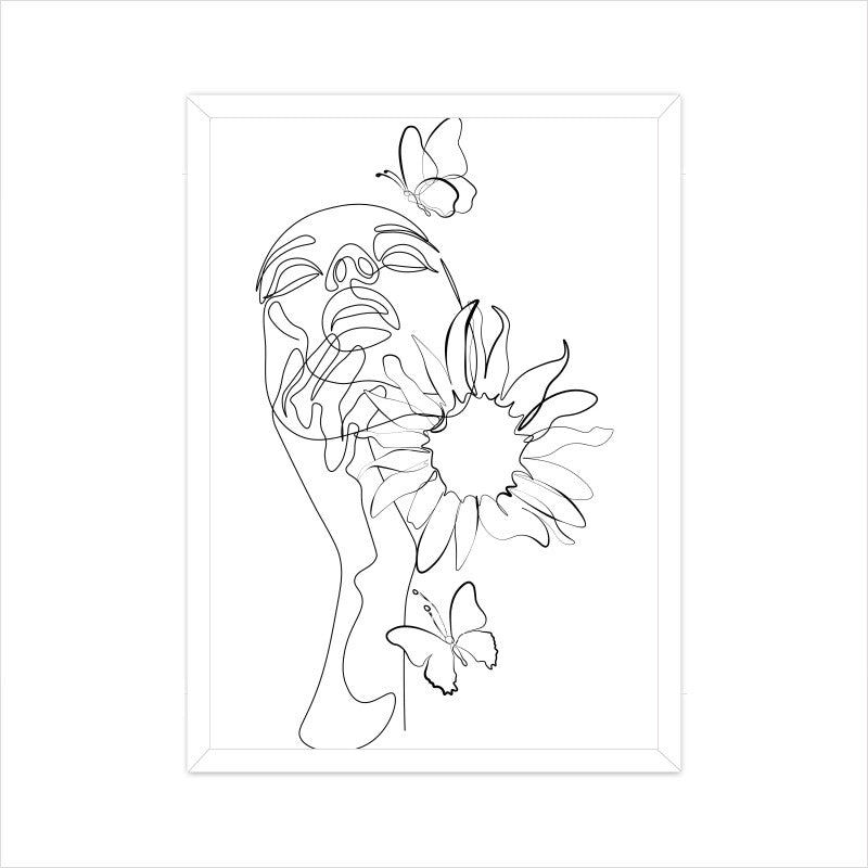 Flower Head Women One Line Art