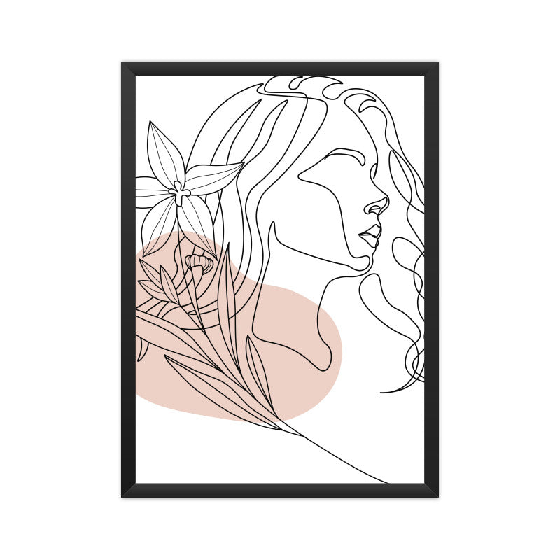 Flower Head Women One Line Art
