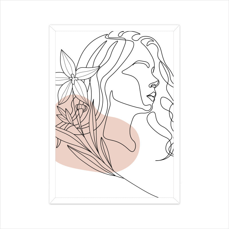 Flower Head Women One Line Art