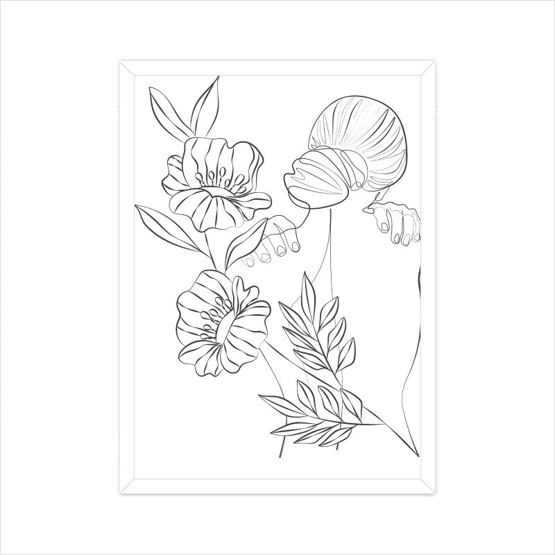 Flower Head Women One Line Art