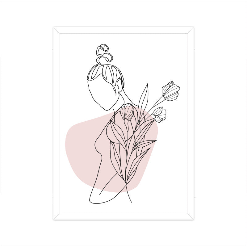 Flower Head Women One Line Art