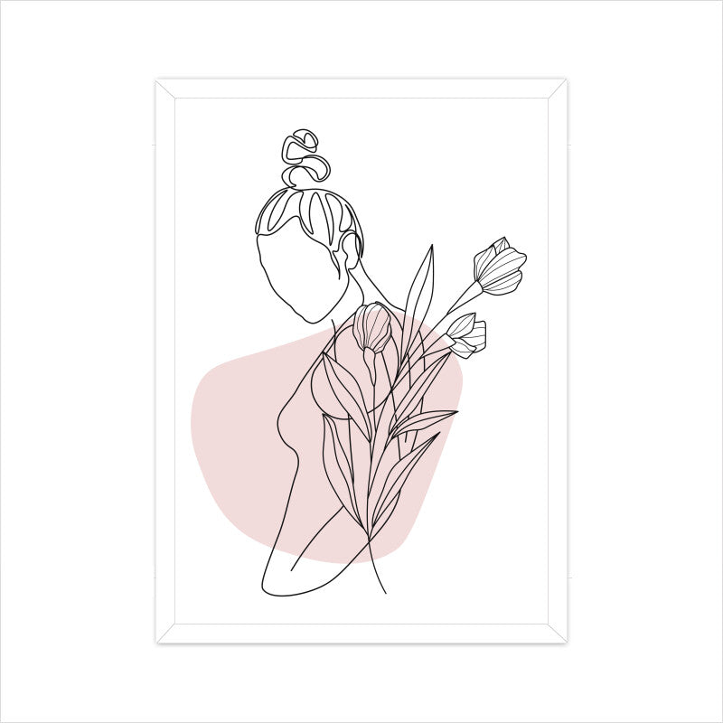 Flower Head Women One Line Art